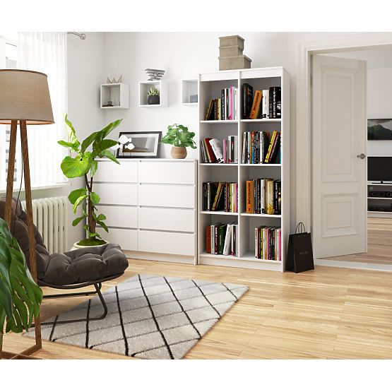 BÜROREGAL R 80 cm CLP 8 FÄCHER WEISS