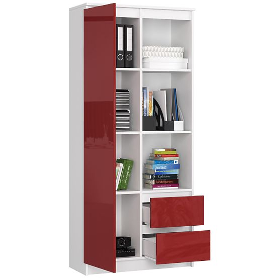 BÜROREGAL R 80 cm CLP R11 WEISS / ROT HOCHGLANZ