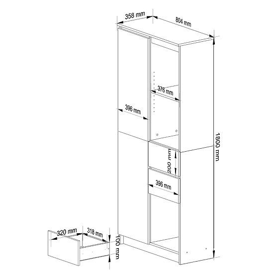 BÜROREGAL R 80 cm CLP R15 PK WEISS / WEISS GLANZ