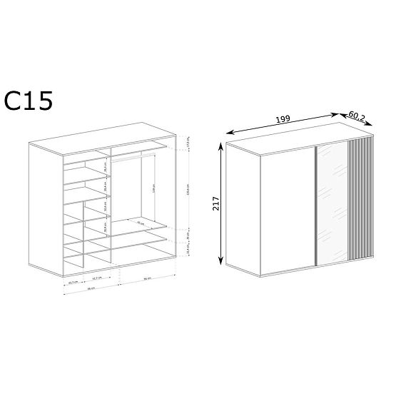 CALI großer Schrank mit Lamellen C15 Artisan