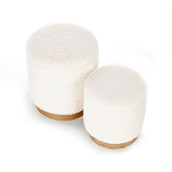 CANCUN Set aus 2 Poufs, Creme/Natur (1p=1Set)