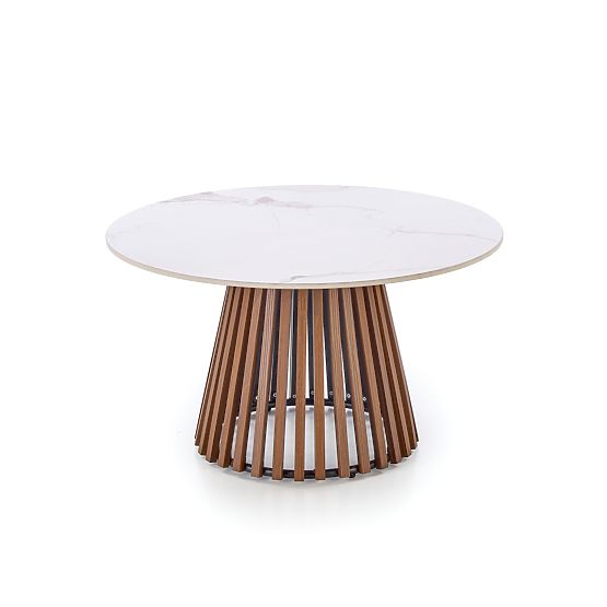 CARINA Couchtisch beige Marmor / Walnuss (2p=1 Stk)