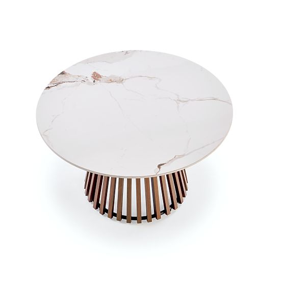 CARINA Couchtisch beige Marmor / Walnuss (2p=1 Stk)
