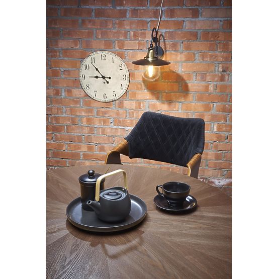 CARMELO runder Tisch, Platte - Nussbaum, Bein - schwarz (3p=1Stk)