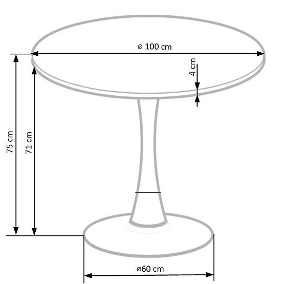 CARMELO runder Tisch, Platte - Nussbaum, Bein - schwarz (3p=1Stk)