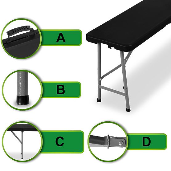 Catering-Set Feta 180 Schwarz +2 Bänke