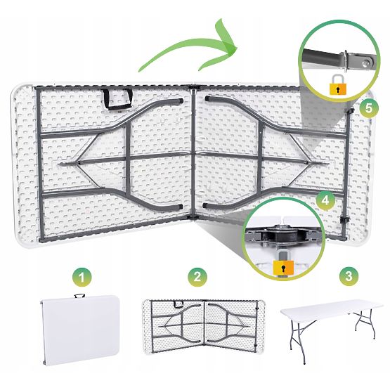 Catering-Set FETA WHITE 180 cm + 6 Stühle BASICO