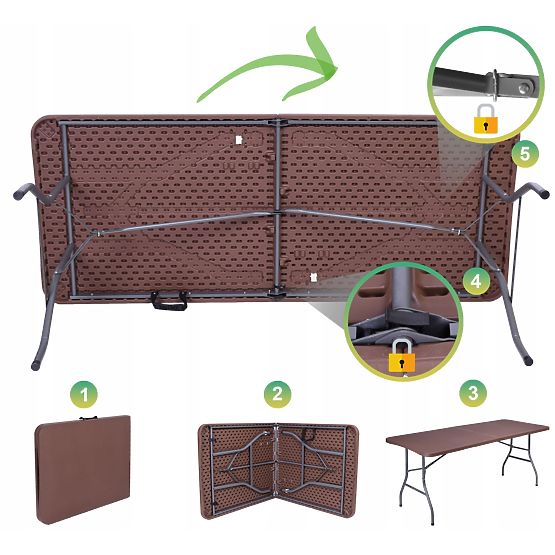 Catering-Set RATTAN Tisch 180 cm + 6 Stühle