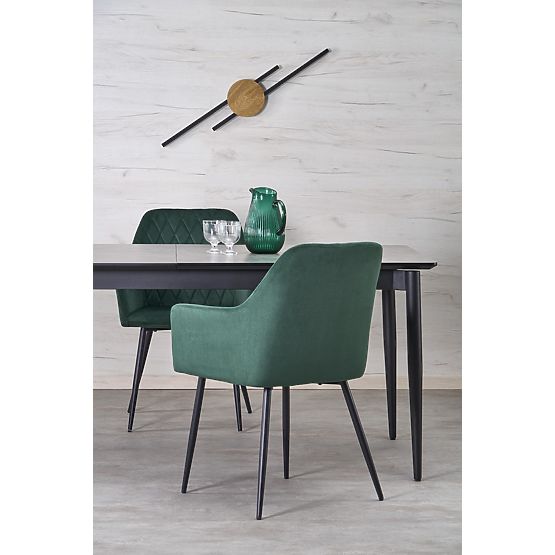 CHARLES ausziehbarer Tisch, Platte - grauer Marmor, Beine - schwarz