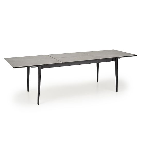 CHARLES ausziehbarer Tisch, Platte - grauer Marmor, Beine - schwarz