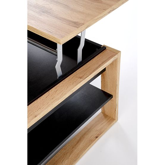 Couchtisch BETTY mit Hebeplatte Eiche Artisan / Schwarz (2p=1Stk)