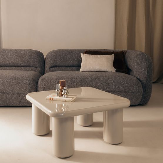 Couchtisch Cherry 70 cm, dunkelbeige, glänzend