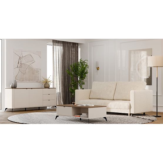 Couchtisch CORDOBA Kaschmir Beige Eiche Castello 2 Schubladen Für Wohnzimmer