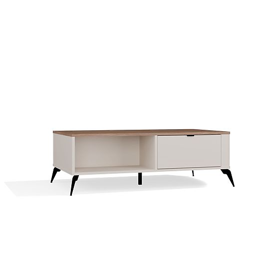 Couchtisch CORDOBA Kaschmir Beige Eiche Castello 2 Schubladen Für Wohnzimmer