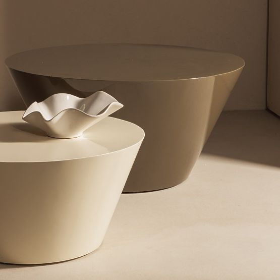 Couchtisch Eclipso, 60 cm, cremeweiß, glänzend