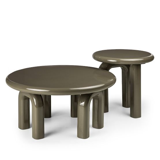 Couchtisch Flambe 80 cm, grün/grau, glänzend