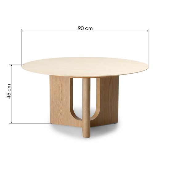 Couchtisch Klimt 90 cm, rund, Travertin/Eiche