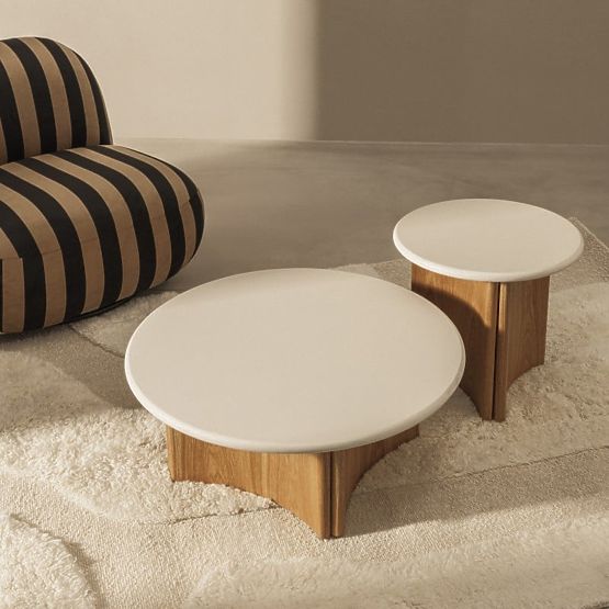 Couchtisch Marlo 80 cm, cremeweiß/Eiche