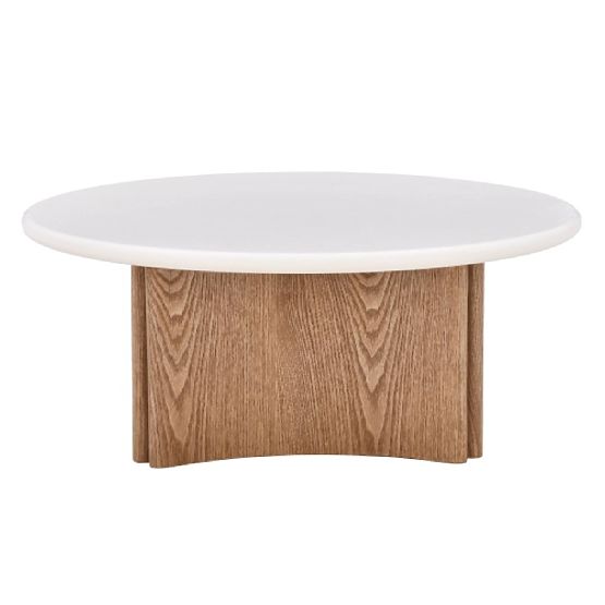 Couchtisch Marlo 80 cm, cremeweiß/Eiche