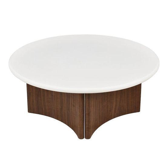 Couchtisch Marlo 80 cm, cremeweiß/Nussbaum, Mikrozement