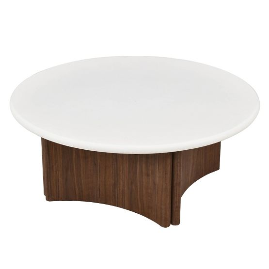 Couchtisch Marlo 80 cm, cremeweiß/Nussbaum, Mikrozement