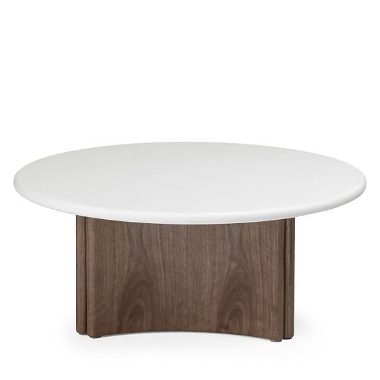 Couchtisch Marlo 80 cm, cremeweiß/Nussbaum, Mikrozement