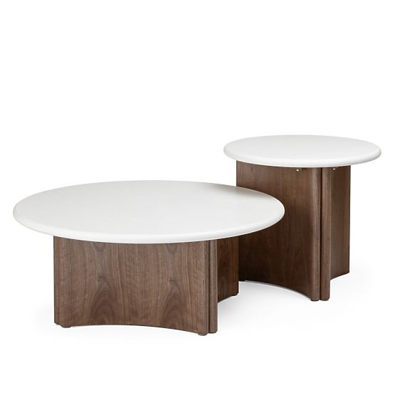 Couchtisch Marlo 80 cm, cremeweiß/Nussbaum, Mikrozement