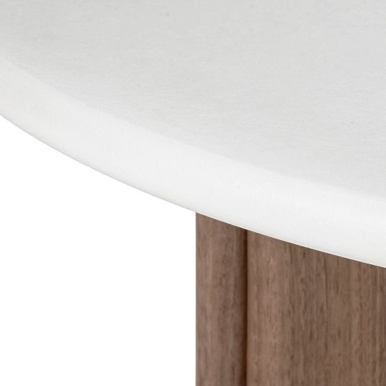 Couchtisch Marlo 80 cm, cremeweiß/Nussbaum, Mikrozement