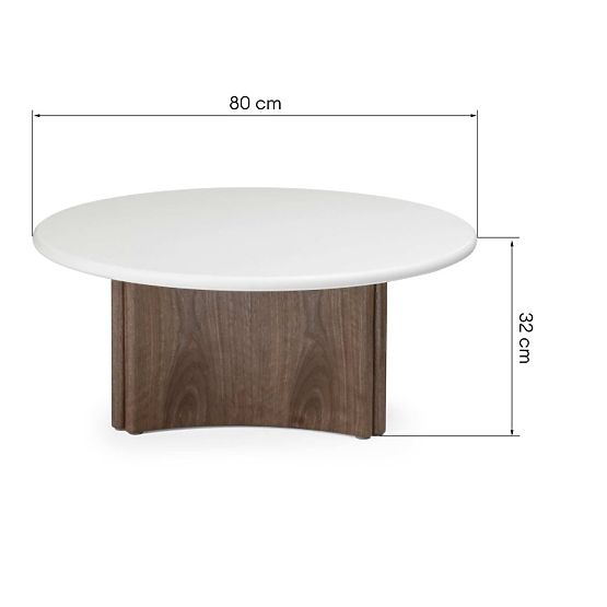 Couchtisch Marlo 80 cm, cremeweiß/Nussbaum, Mikrozement