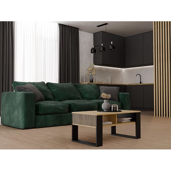 Couchtisch Modern 2P SLIM EICHE ARTISAN SCHWARZ