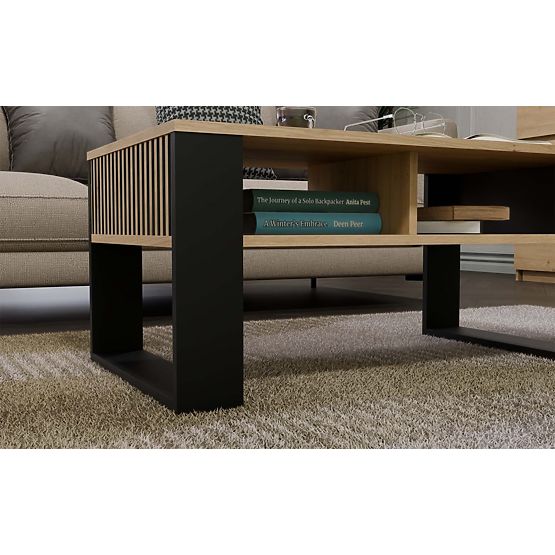 Couchtisch Modern 2P SLIM EICHE ARTISAN SCHWARZ