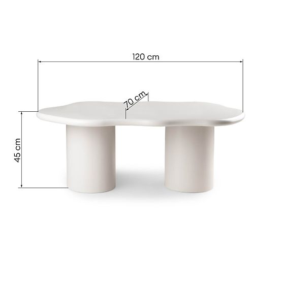 Couchtisch Muse graubeige, matt, abgerundete Formen