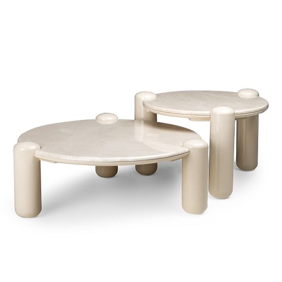 Couchtisch Noemi 66 cm, hellbeige/Marmor, glänzend