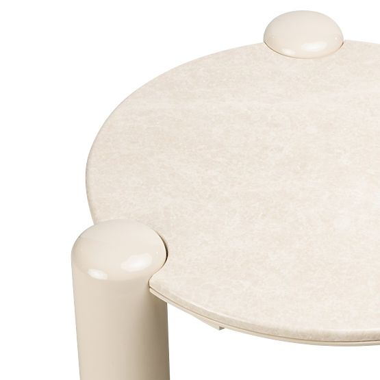 Couchtisch Noemi 86 cm, hellbeige/Marmor, glänzend