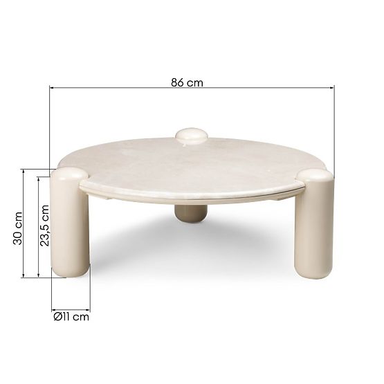 Couchtisch Noemi 86 cm, hellbeige/Marmor, glänzend