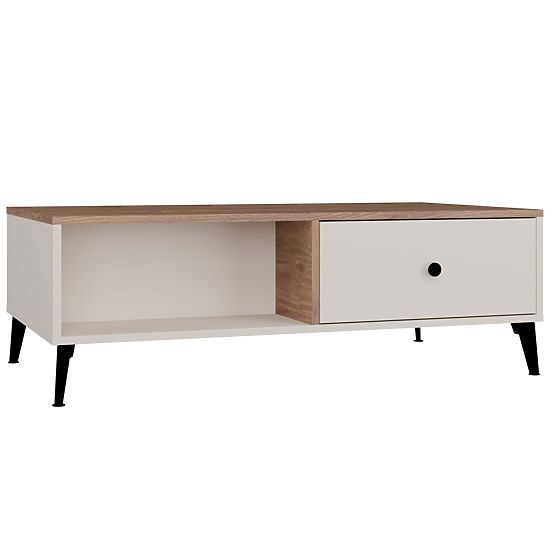 Couchtisch POINT 2S 110 Kaschmir Beige Eiche Castello 2 Schubladen für das Wohnzimmer