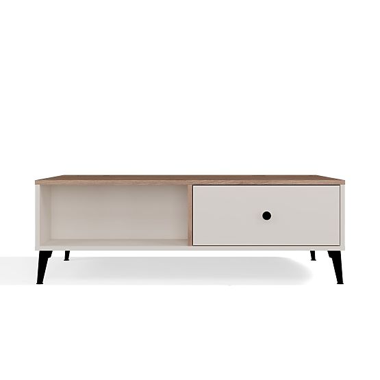 Couchtisch POINT 2S 110 Kaschmir Beige Eiche Castello 2 Schubladen für das Wohnzimmer