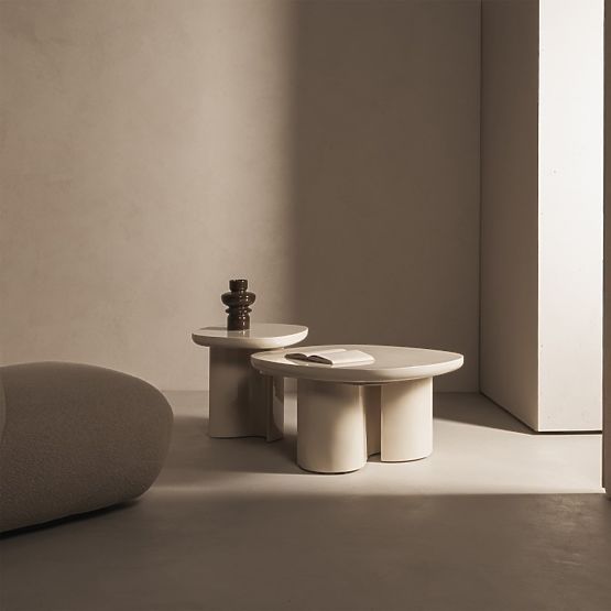 Couchtisch Puro 80 cm, hellbeige, glänzend