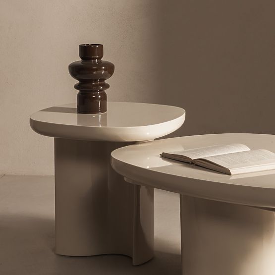 Couchtisch Puro 80 cm, hellbeige, glänzend