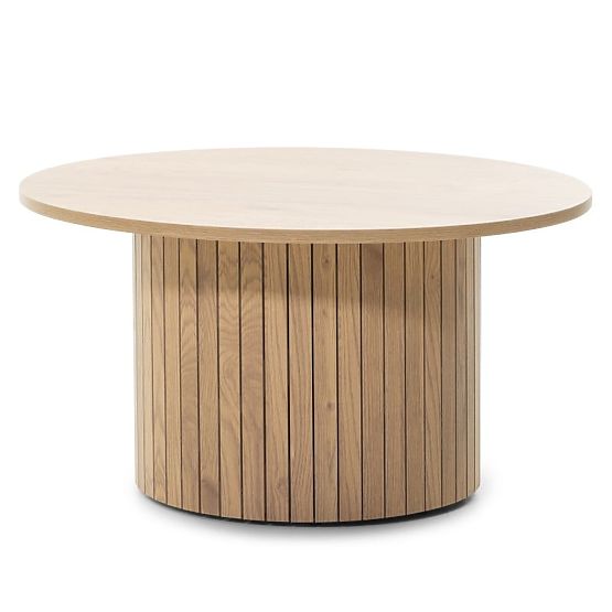 Couchtisch Remigio 80 cm, rund mit Lamellen, Eiche