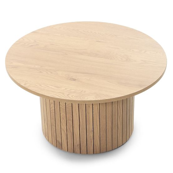 Couchtisch Remigio 80 cm, rund mit Lamellen, Eiche