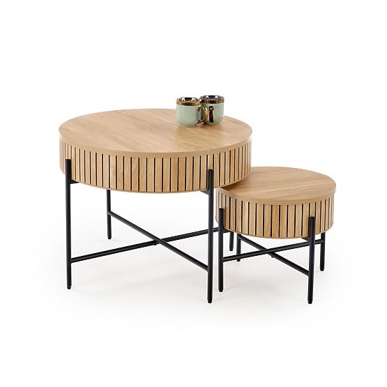 DANTE Set aus 2 Bänken, Natur/Schwarz (1p=1 Set)