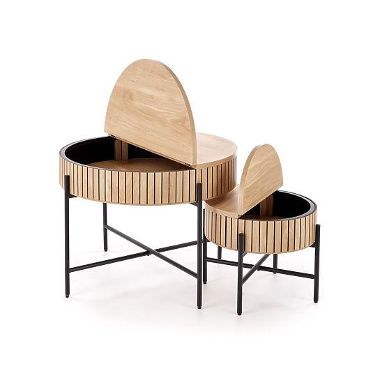 DANTE Set aus 2 Bänken, Natur/Schwarz (1p=1 Set)