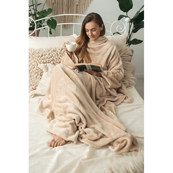 Decke CASHMERE TOUCH mit Ärmeln - 150 x 210 cm (beige)