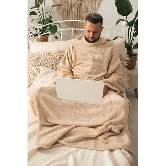 Decke CASHMERE TOUCH mit Ärmeln - 150 x 210 cm (beige)