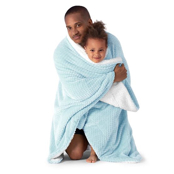 Decke SHLEEPY blau mit Jacquardmuster klassischer Stil 130x180