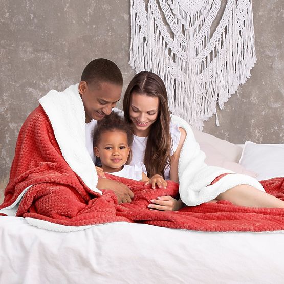 Decke SHLEEPY Farbe Rot geprägter Jacquard klassischer Stil 130x180