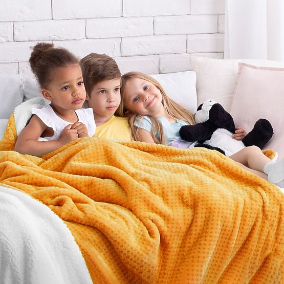 Decke SHLEEPY orange Jacquard geprägt klassischer Stil 130x180