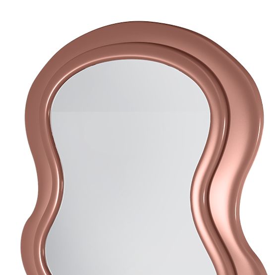 Dekoratives Hängespiegel im Holzrahmen Vale 177x75 cm, wellig, organische Form, Mocha Mousse