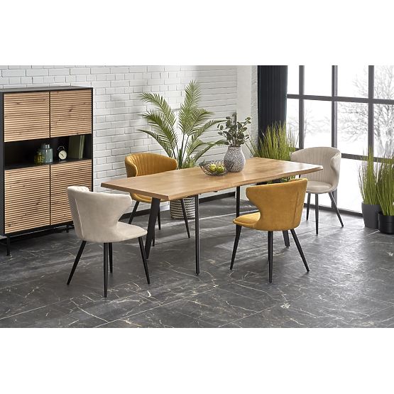 DICKSON 2 ausziehbarer Tisch 150-210/90 cm, Platte - natur, Beine - schwarz (2p=1Stk)